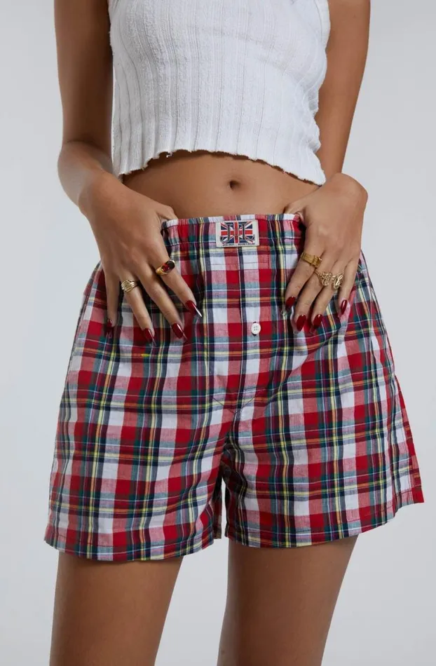 Shorts and Jorts Women Jaded London Multi Tartan Boxer Short
