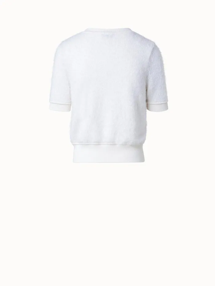 Silk Cashmere Cotton Blend Shortsleeve Sweater Ecru Women Akris Cashmere