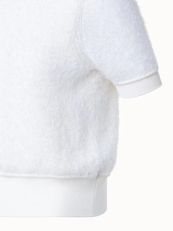 Silk Cashmere Cotton Blend Shortsleeve Sweater Ecru Women Akris Cashmere