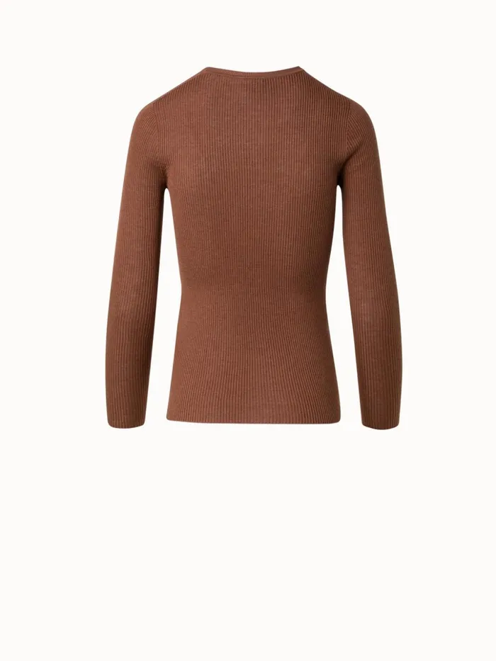 Silk Cotton Rib Knit Sweater Vicuna Women Akris Knitwear