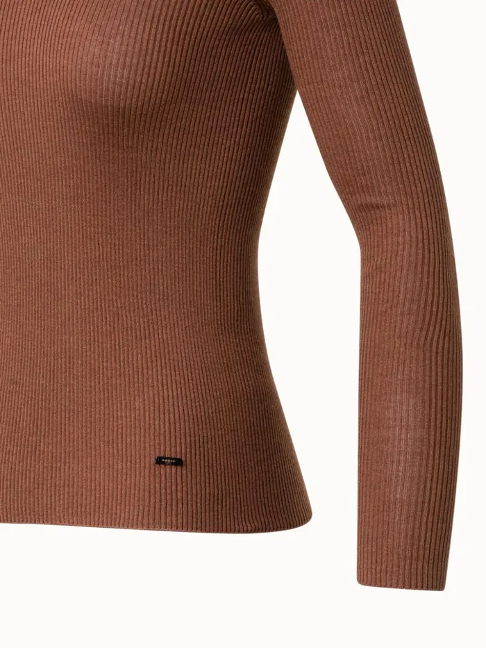 Silk Cotton Rib Knit Sweater Vicuna Women Akris Knitwear