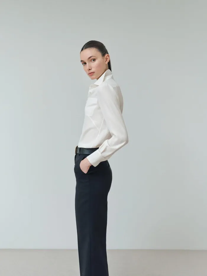 Silk Crpe Blouse Ecru Women Akris Blouses