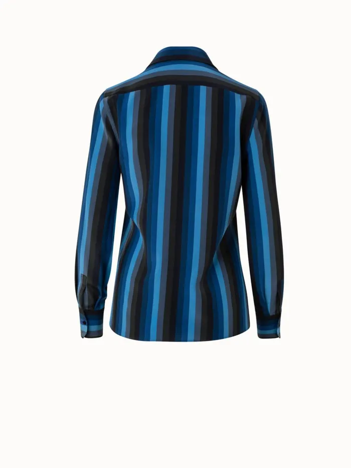 Silk Crpe Blouse With Dgrad Stripes Navymulticolor Women Akris Blouses