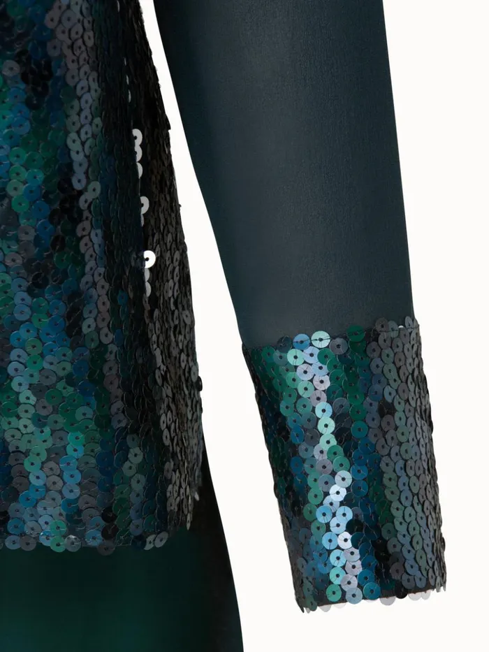 Silk Georgette Blouse With Sequins Front Gallus Green Women Akris Blouses