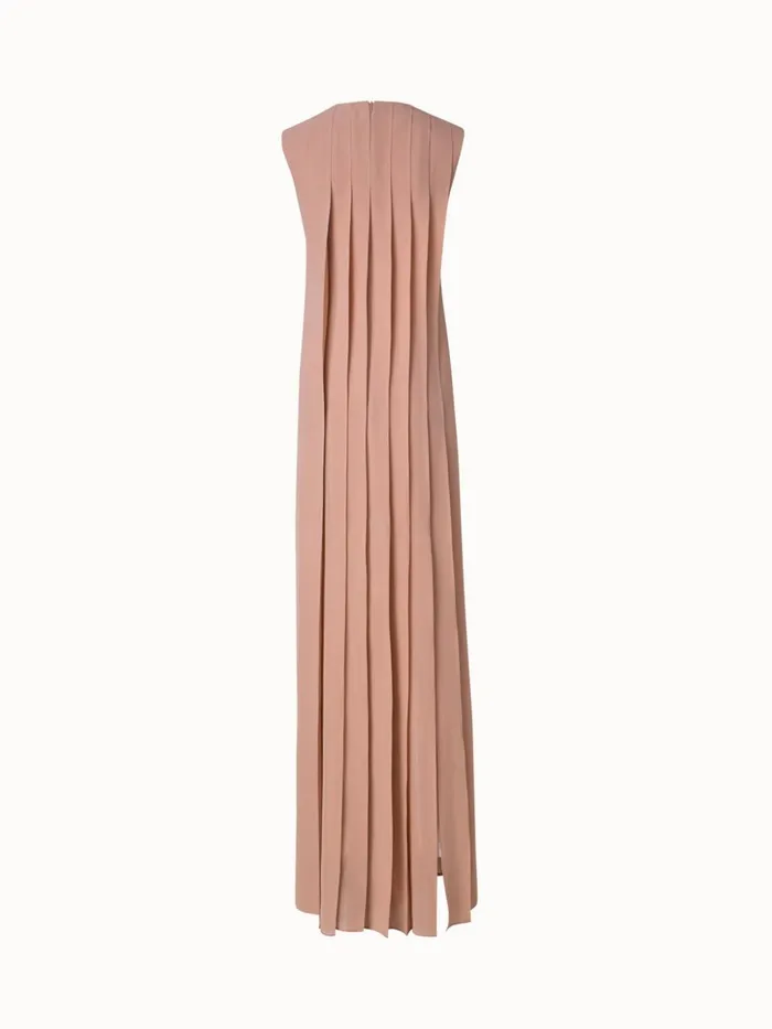 Silk Georgette Gown With Multicolor Pleats Sandmulticolor Women Akris Dresses