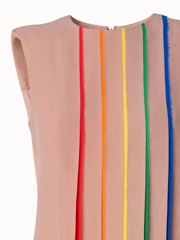 Silk Georgette Gown With Multicolor Pleats Sandmulticolor Women Akris Dresses