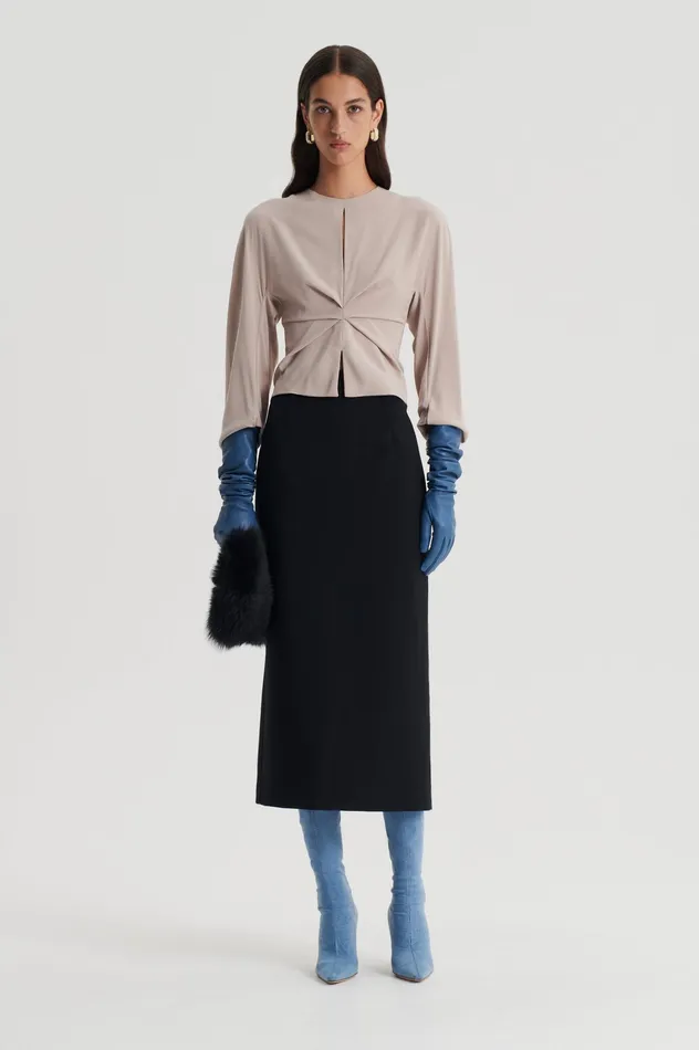SILK SATIN DRAPED TOP MUSHROOM Women Tops Scanlan Theodore