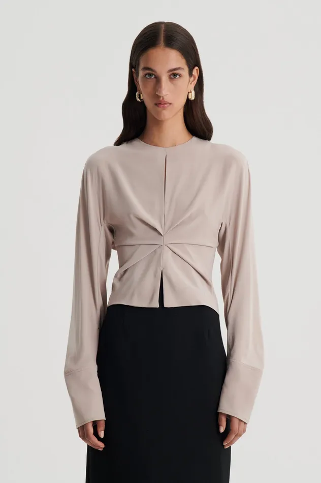 SILK SATIN DRAPED TOP MUSHROOM Women Tops Scanlan Theodore
