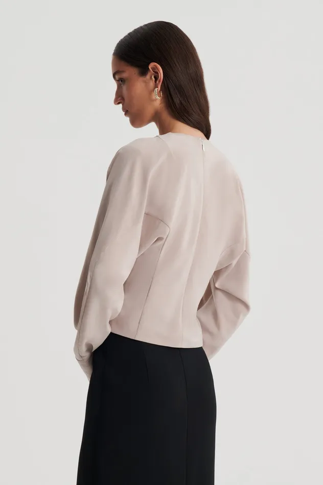 SILK SATIN DRAPED TOP MUSHROOM Women Tops Scanlan Theodore