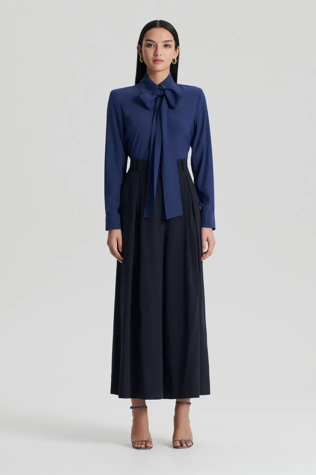 SILK SHOULDER PAD SHIRT ROYAL Shirts Scanlan Theodore Women