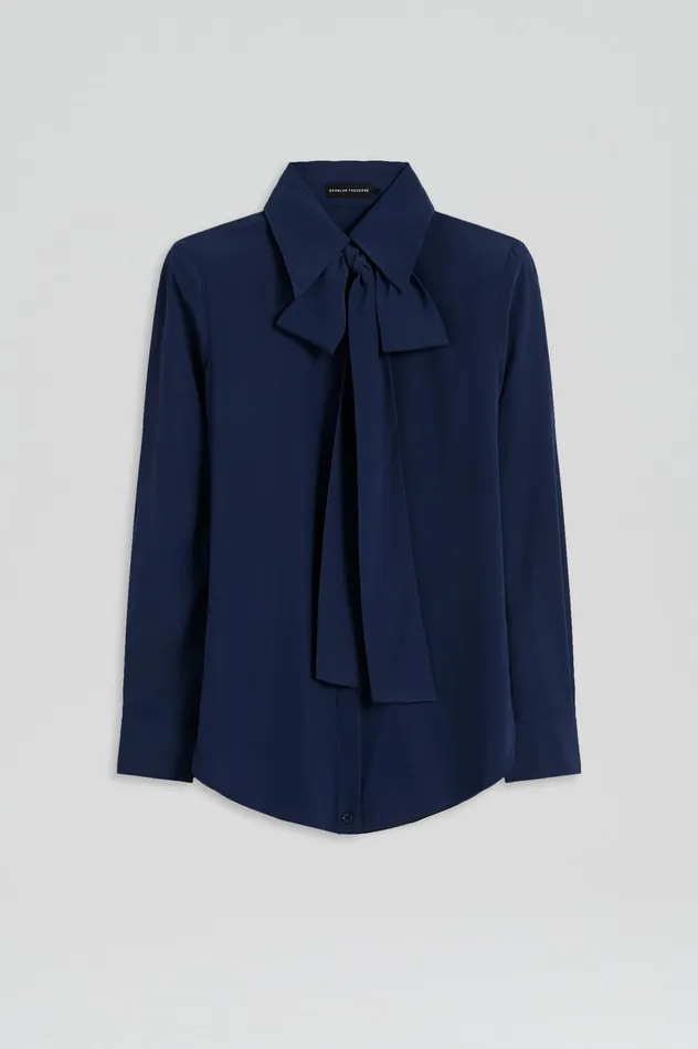 SILK SHOULDER PAD SHIRT ROYAL Shirts Scanlan Theodore Women