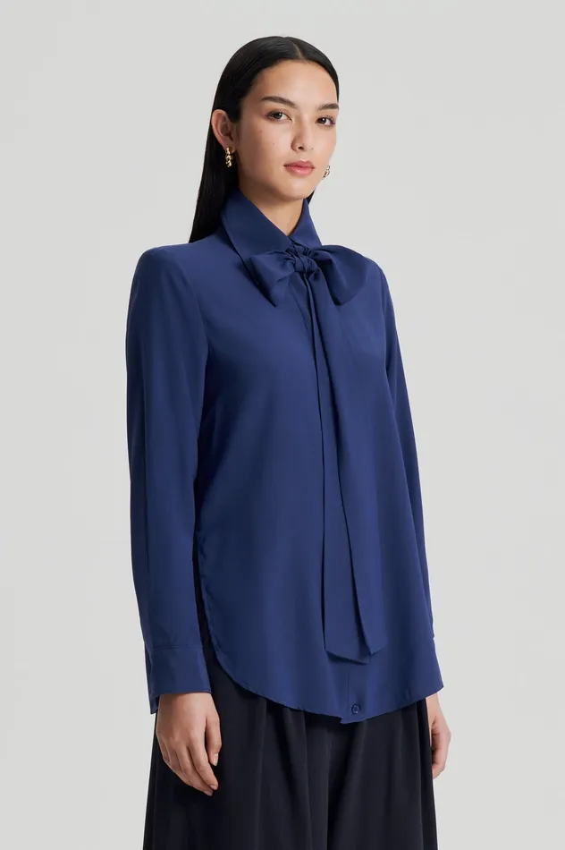 SILK SHOULDER PAD SHIRT ROYAL Shirts Scanlan Theodore Women