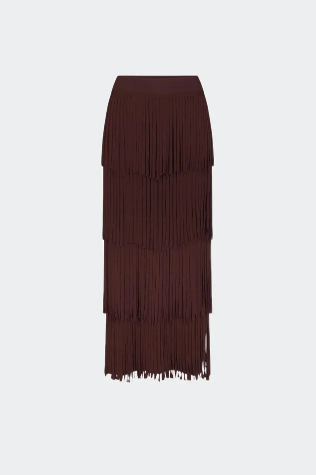 Simon Miller Bottoms Za Za Knit Fringe Skirt In Choco Brown 8211 Women