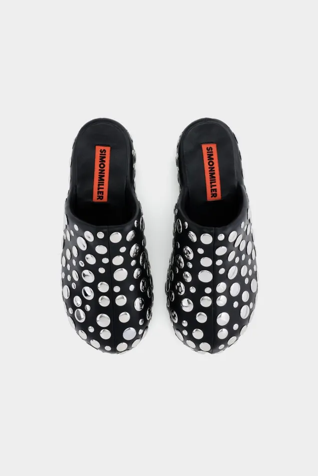 Simon Miller Bubble Clogs Studded Bubble Clog In BlackSilver Vegan Leather 8211 Women