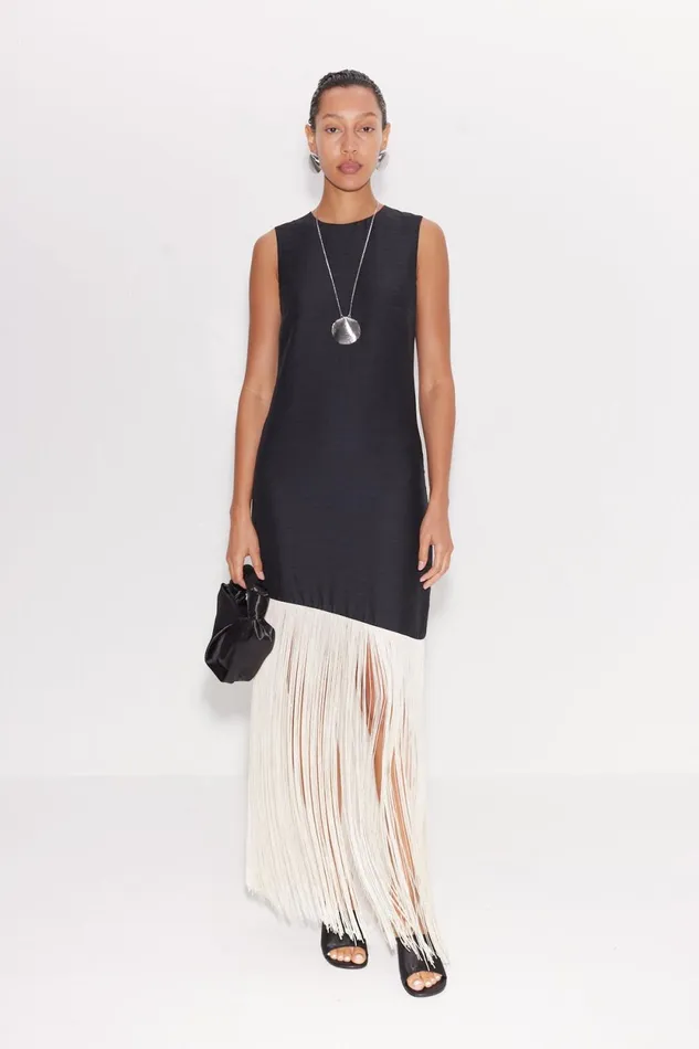 Simon Miller Dresses Casablanca Fringe Dress In BlackSeashell 8211 Women