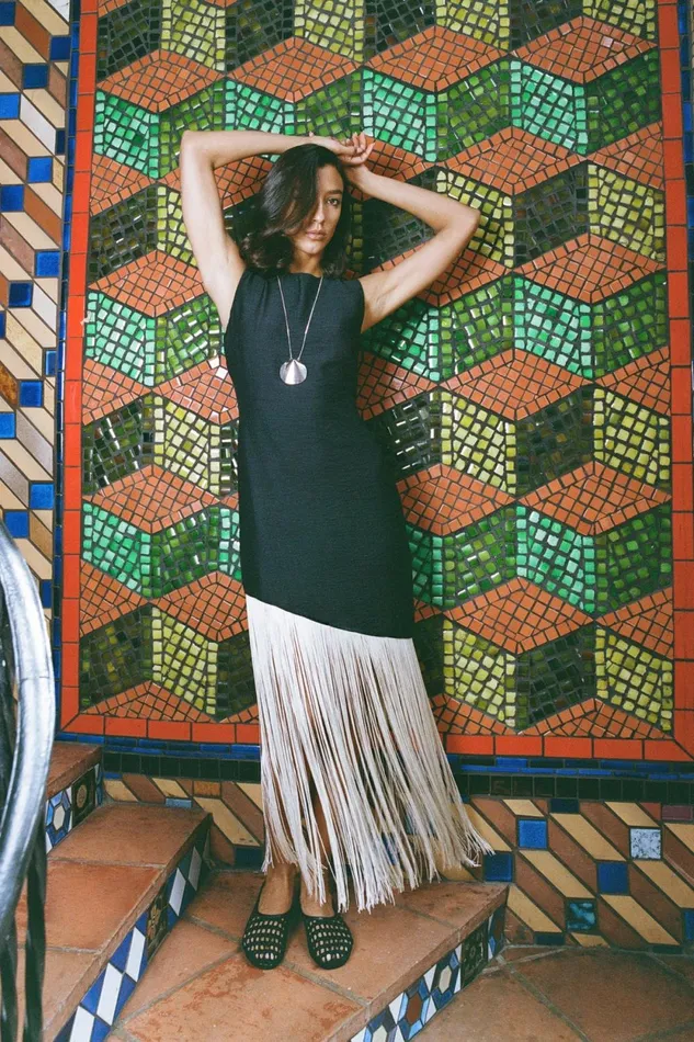 Simon Miller Dresses Casablanca Fringe Dress In BlackSeashell 8211 Women