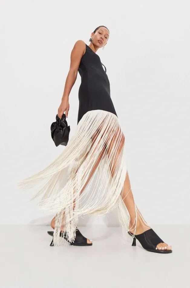 Simon Miller Dresses Casablanca Fringe Dress In BlackSeashell 8211 Women