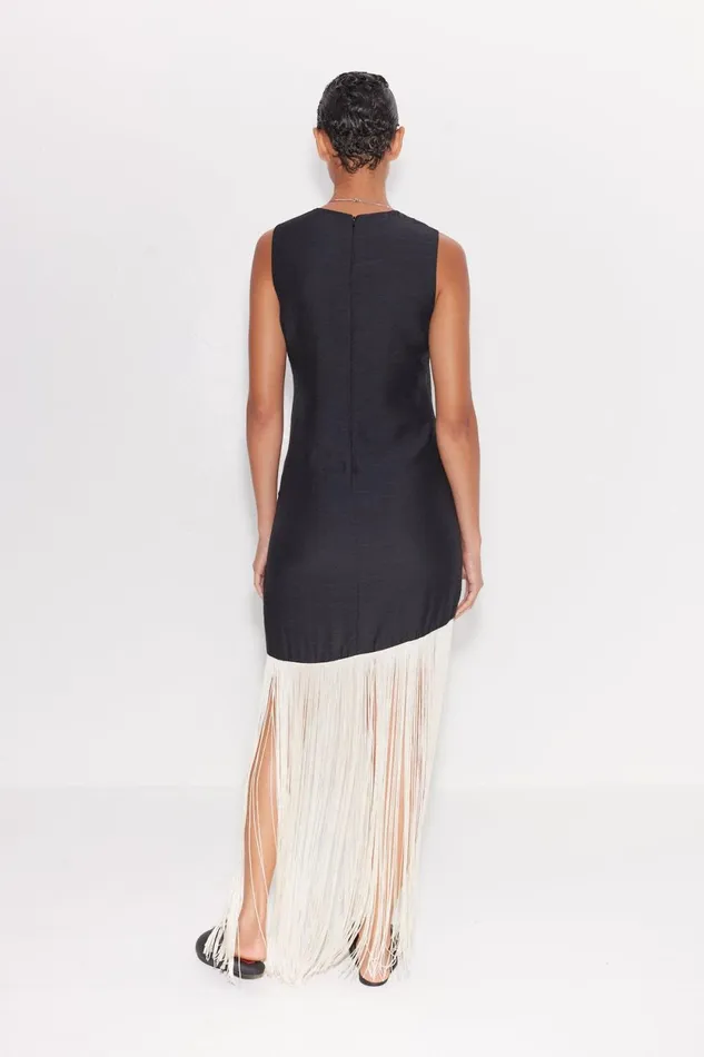 Simon Miller Dresses Casablanca Fringe Dress In BlackSeashell 8211 Women