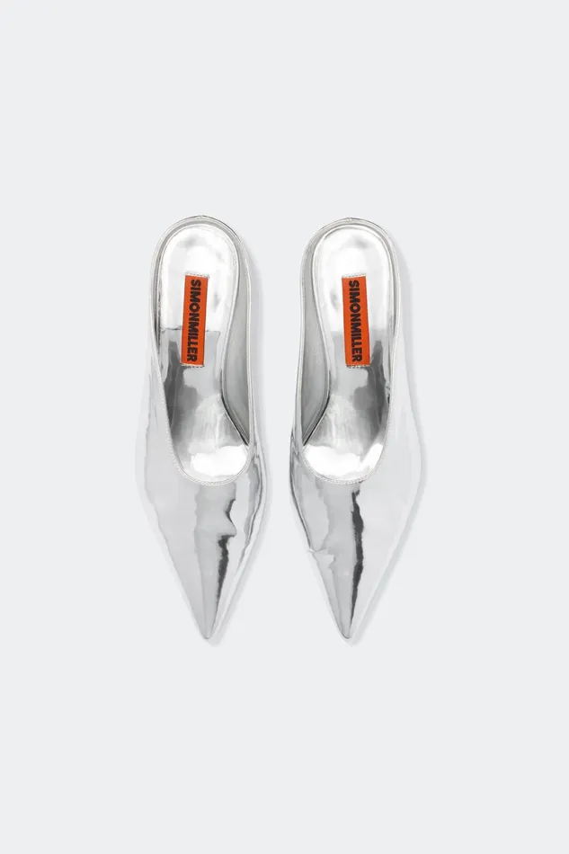 Simon Miller Heels Chrome Pointed Gala Mule In Silver 8211 Women