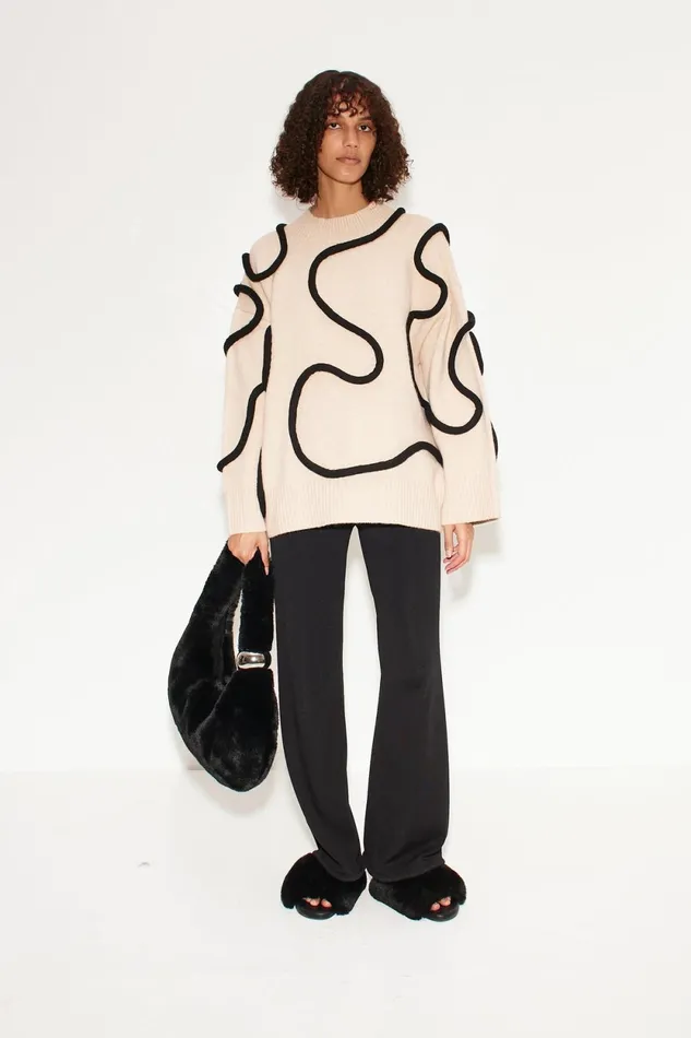 Simon Miller Knitwear Simon Miller Leith Squiggle Knit Sweater In CreamBlack 8211 Women Simon Miller Knitwear Simon Miller Leith Squiggle Knit Sweater In CreamBlack 8211 Women