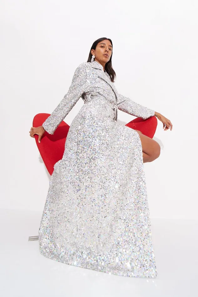 Simon Miller Outerwear Rhodes Sequin Trench Coat In Iridescent 8211 Women