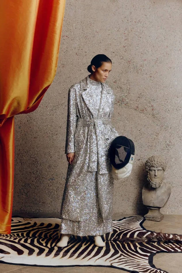 Simon Miller Outerwear Rhodes Sequin Trench Coat In Iridescent 8211 Women