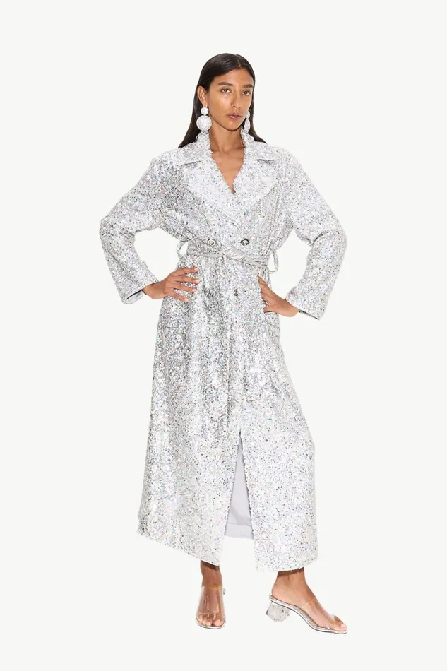 Simon Miller Outerwear Rhodes Sequin Trench Coat In Iridescent 8211 Women