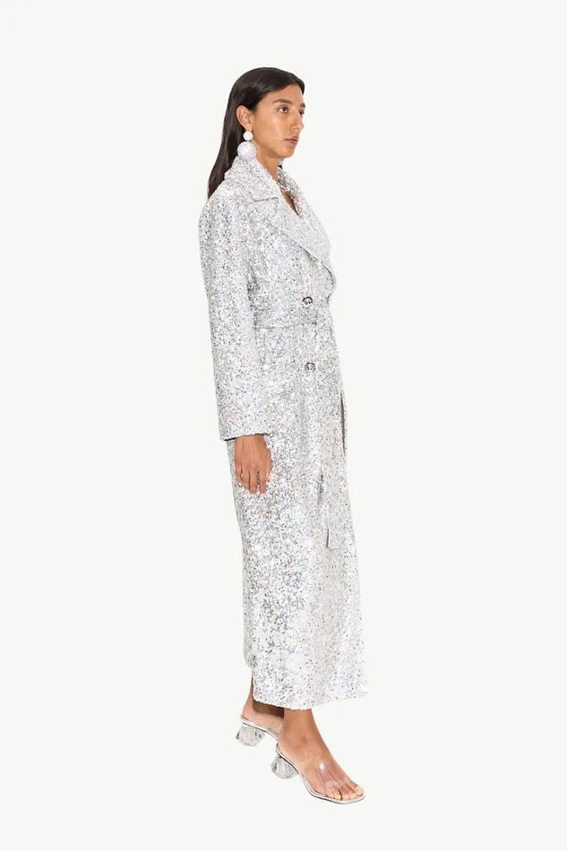Simon Miller Outerwear Rhodes Sequin Trench Coat In Iridescent 8211 Women