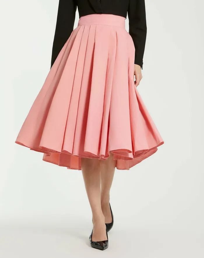 Skirts Mac Duggal Women The Bubbly Faille High Waisted Midi Full Circle Skirt 8211 FINAL SALE Hibiscus