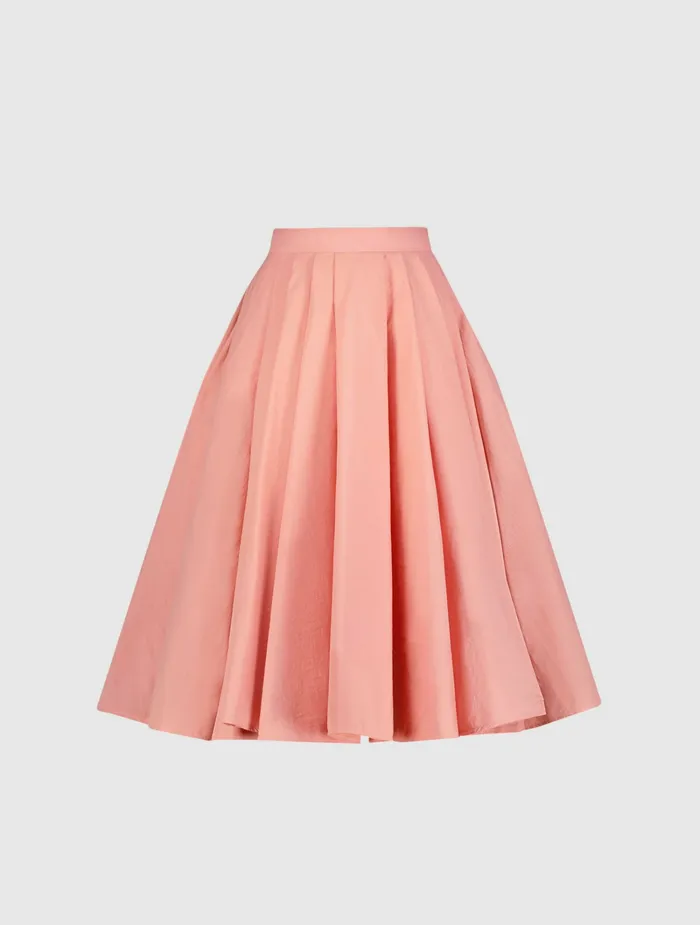 Skirts Mac Duggal Women The Bubbly Faille High Waisted Midi Full Circle Skirt 8211 FINAL SALE Hibiscus