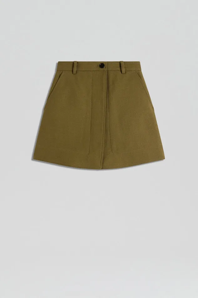 Skirts Scanlan Theodore Women MINI SKIRT OLIVE Skirts Scanlan Theodore Women MINI SKIRT OLIVE