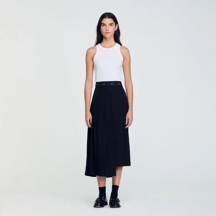 Skirts Women SANDRO Long Asymmetrical Skirt Black