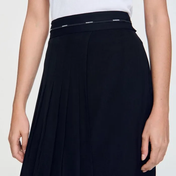 Skirts Women SANDRO Long Asymmetrical Skirt Black