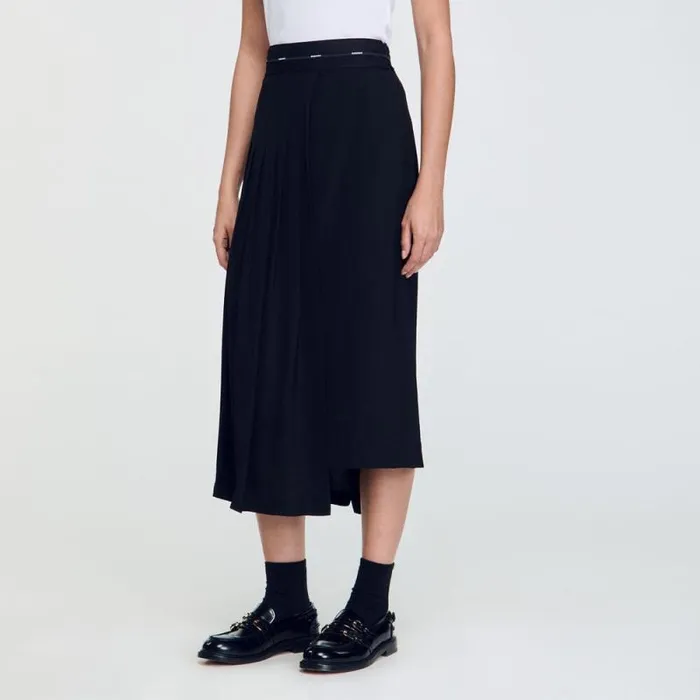 Skirts Women SANDRO Long Asymmetrical Skirt Black