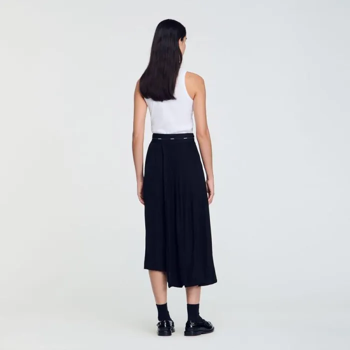 Skirts Women SANDRO Long Asymmetrical Skirt Black