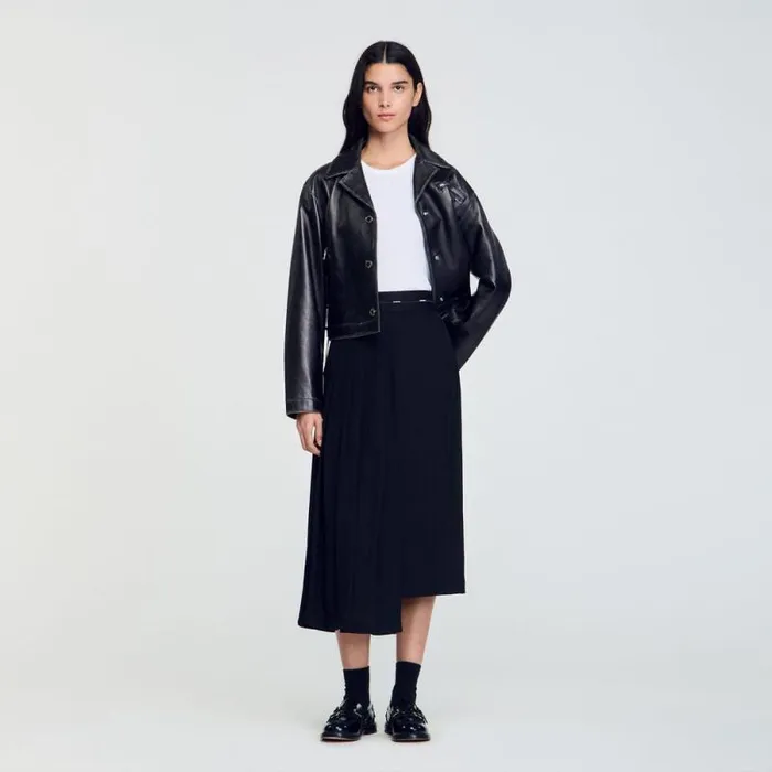 Skirts Women SANDRO Long Asymmetrical Skirt Black