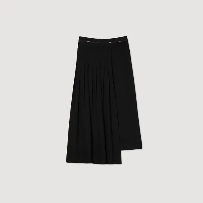 Skirts Women SANDRO Long Asymmetrical Skirt Black