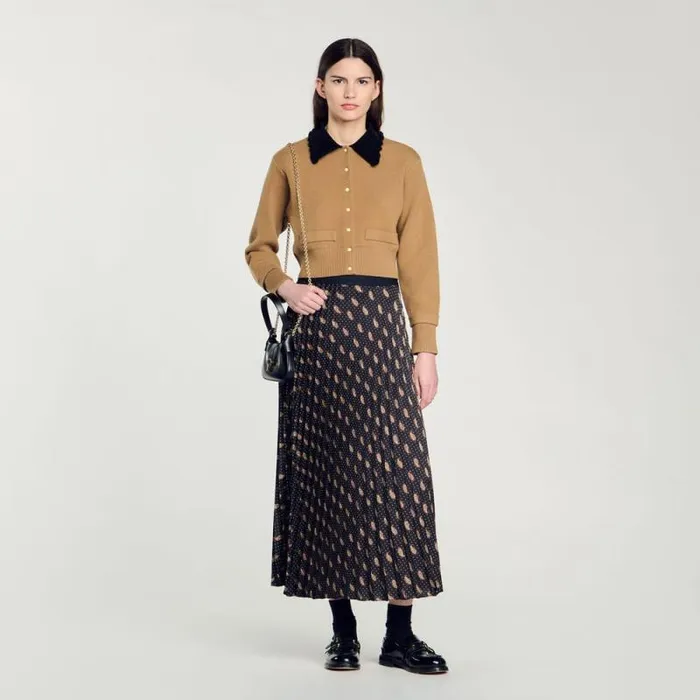 Skirts Women SANDRO Long Paisley Skirt Mustard Burgundy