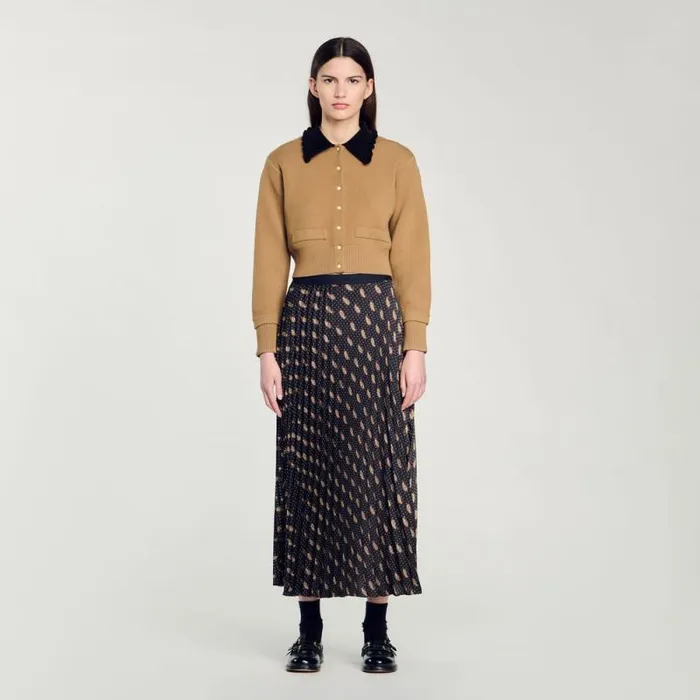 Skirts Women SANDRO Long Paisley Skirt Mustard Burgundy