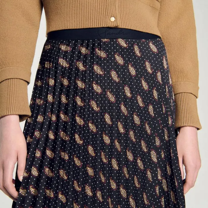 Skirts Women SANDRO Long Paisley Skirt Mustard Burgundy