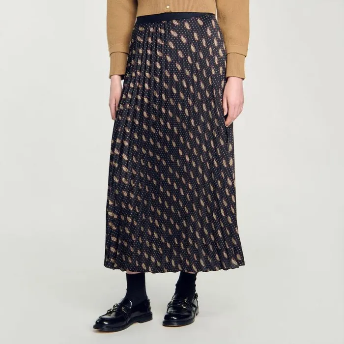 Skirts Women SANDRO Long Paisley Skirt Mustard Burgundy