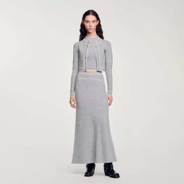 Skirts Women SANDRO Long Wool Skirt Grey