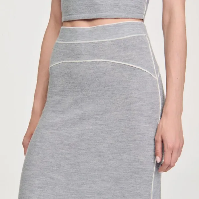 Skirts Women SANDRO Long Wool Skirt Grey