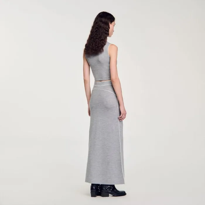 Skirts Women SANDRO Long Wool Skirt Grey