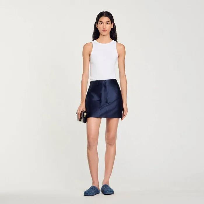 Skirts Women SANDRO Satin Short Skirt Midnight Blue