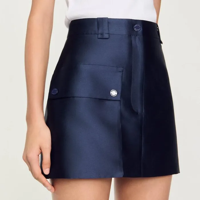 Skirts Women SANDRO Satin Short Skirt Midnight Blue