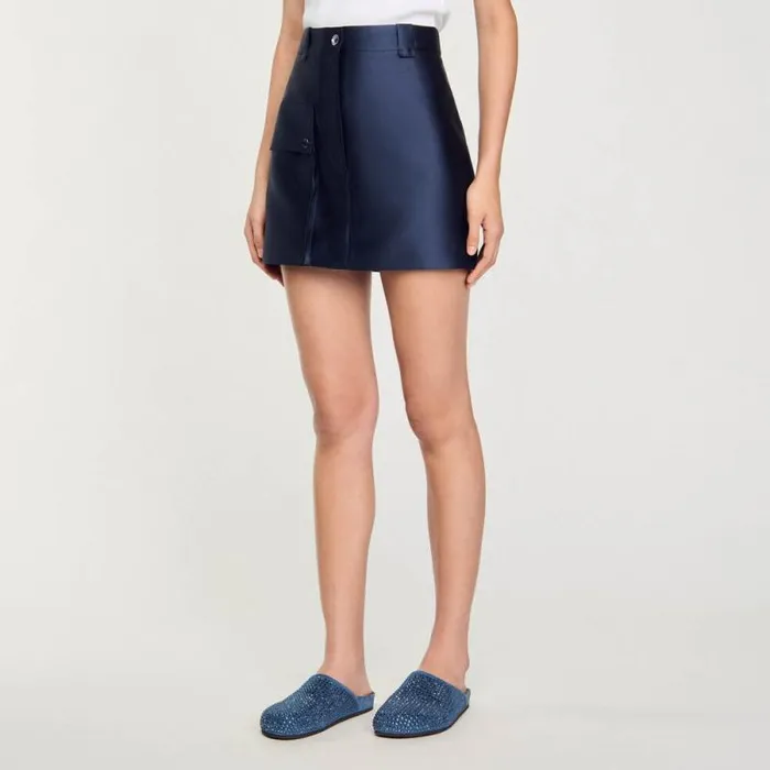 Skirts Women SANDRO Satin Short Skirt Midnight Blue