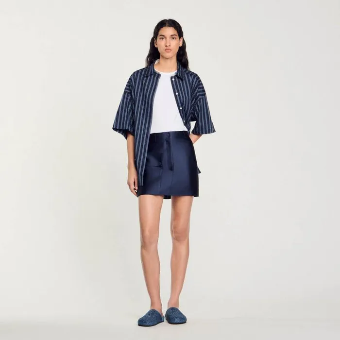Skirts Women SANDRO Satin Short Skirt Midnight Blue
