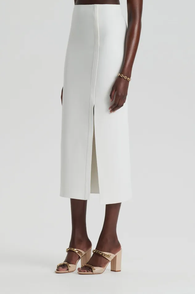 Skirts Women Scanlan Theodore CREPE KNIT SPLIT SKIRT CREAM