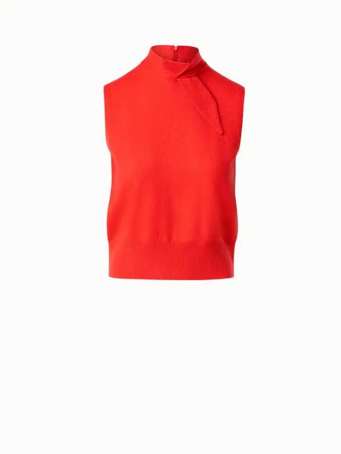 Sleeveless 100 Cashmere Knit Top With Knot Cadmium Women Akris Knitwear